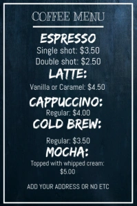 coffee menu Poster template