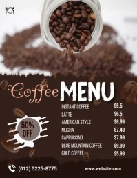 Coffee Menu Design Template Flyer (Letter pang-US)