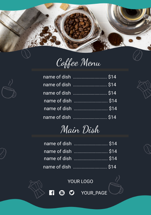 COFFEE MENU A5 template