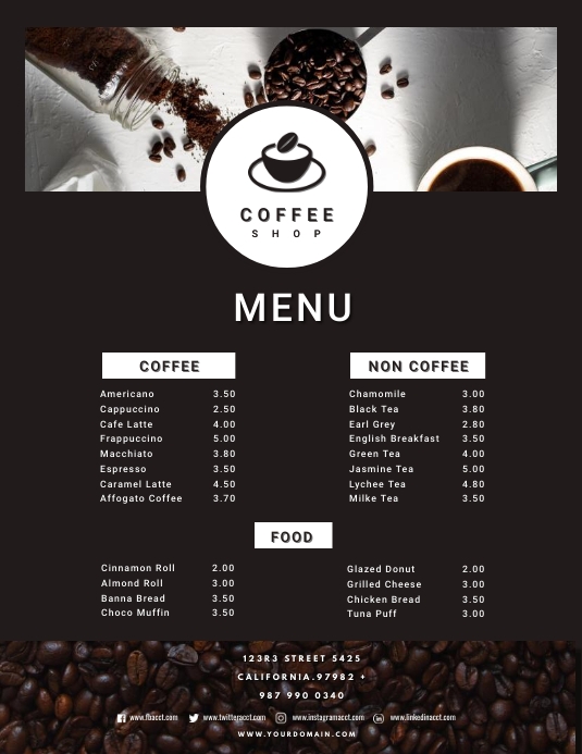 Coffee Menu Flyer (US-Letter) template