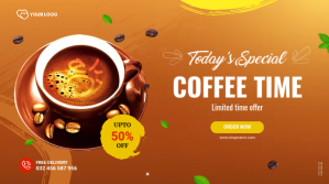 Orange Coffee Promotion Digital Display Template