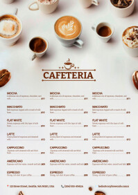 Coffee menu flyer template A4