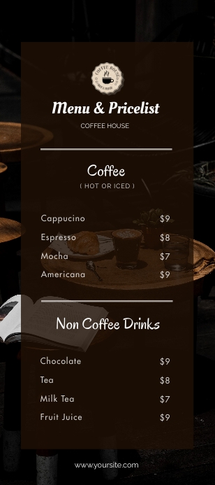 Coffee Menu Rack Card Template | PosterMyWall