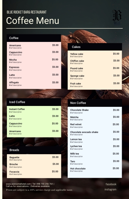 Coffee menu: categories Template | PosterMyWall