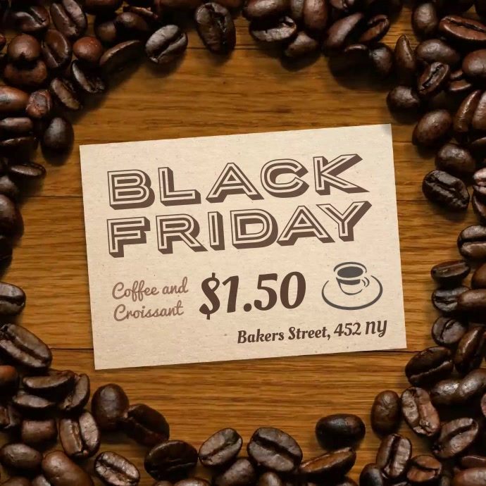 Coffee Shop Black Friday Offer สี่เหลี่ยมจัตุรัส (1:1) template