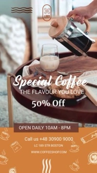 coffee shop เรื่องราวบน Instagram template