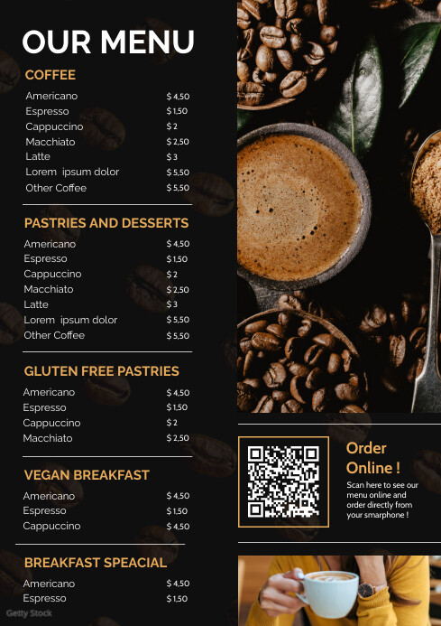 coffee shop editable menu modern template des | PosterMyWall