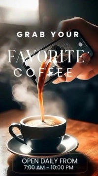 Coffee Shop Flyer | Grab Your Favorite Brew | Daily Opening Hours Template" Instagram Reel