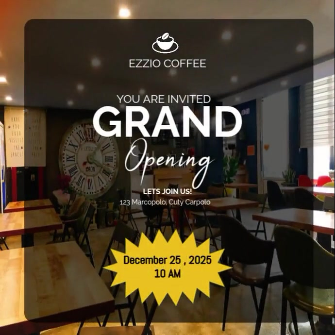Coffee Shop Grand Opening Instagram Post template