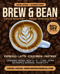 Brown Cafe Grand Opening Instagram Portrait Template