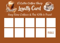 Coffee Shop Loyalty Card Postcard template