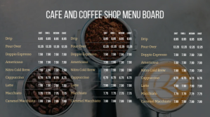 Coffee Shop Menu Board Pantalla Digital (16:9) template