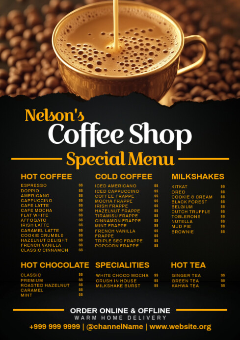 Coffee Shop Menu Card Template Postermywall Coffee Shop Menu Card Template Postermywall