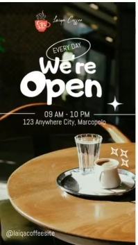 สีดำ Coffee Shop Announcement Instagram Story Template