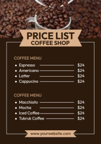 Coffee Shop Price List A4 template