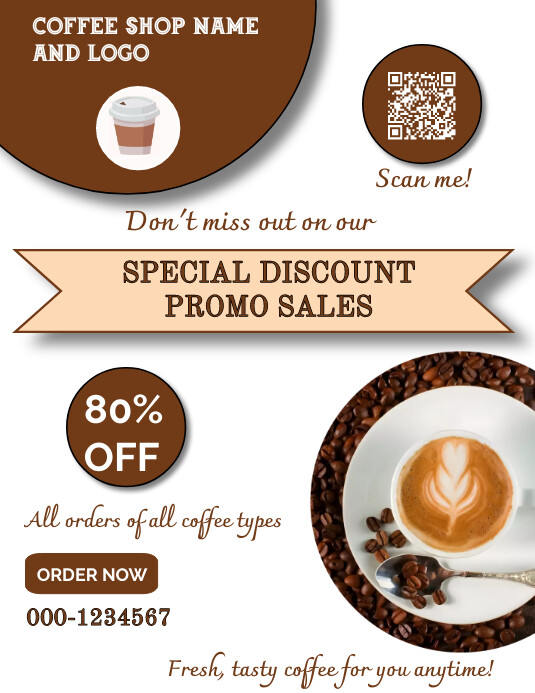 Coffee shop restaurant sales discount promo t Template | PosterMyWall
