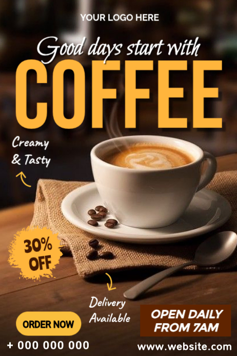 Brown Coffee Time Flyers Template | PosterMyWall