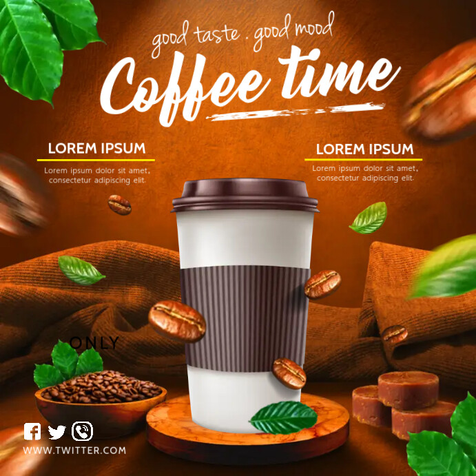 Coffee time ,restaurant, good morning coffee Instagram Post template