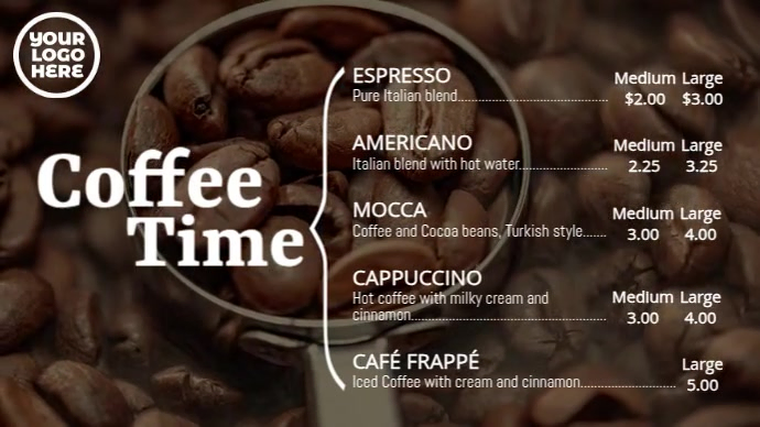 Coffee Time Digital Signage Cafe Menu Display 数字显示屏 (16:9) template