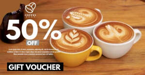 Orange Coffee Shop Gift Voucher Facebook Shared Image Template