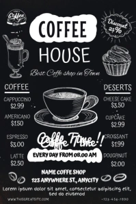 Coffeshop menu with discount template Poster