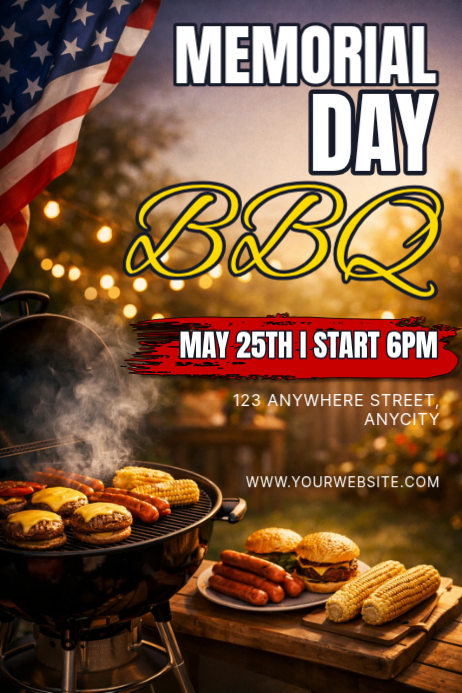 Cokelat Ceria Memorial Day BBQ Poster Template | PosterMyWall