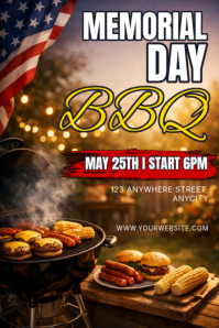 Brown Memorial Day BBQ Poster Template