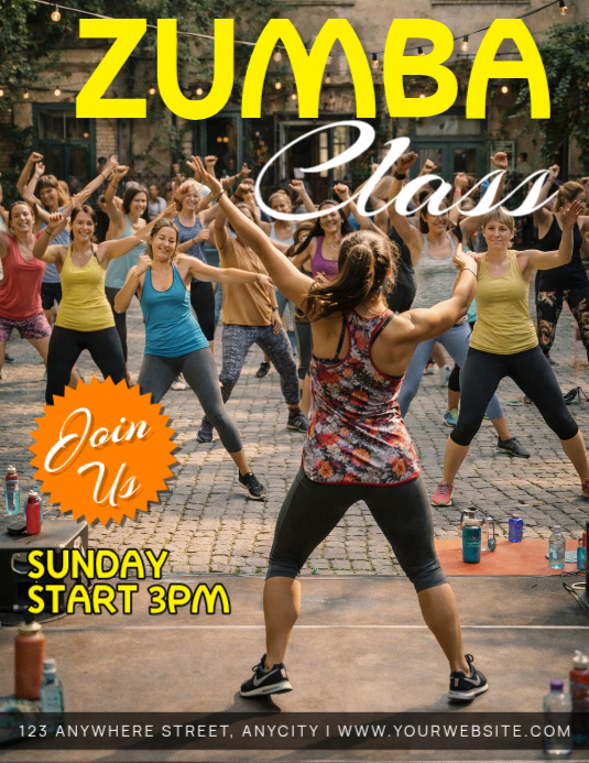 Cokelat Ceria Zumba Class Pamflet Template | PosterMyWall