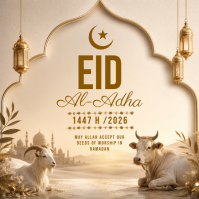 Cokelat Floral Eid al-Adha Celebration Pos Instagram Instagram-opslag template