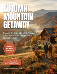 สีน้ำตาล Autumn Mountain Getaway Flyer Template