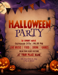 Brown Halloween Party Ulotka Template