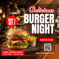 Brown Burger Night Promotion Instagram Post Template