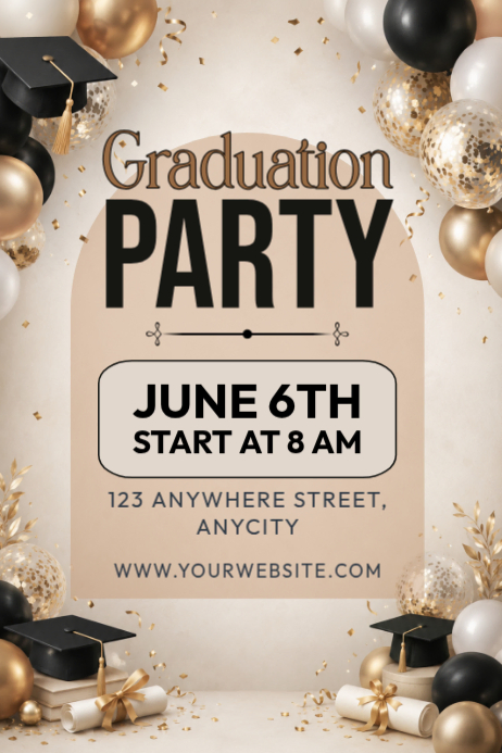 Brown Graduation Party Posters Template | PosterMyWall