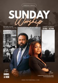 Cokelat Profesional Sunday Worship Service A4 template
