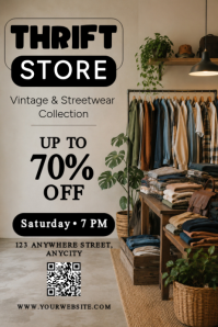 Cokelat Vintage Thrift Store Sale Poster Affiche template