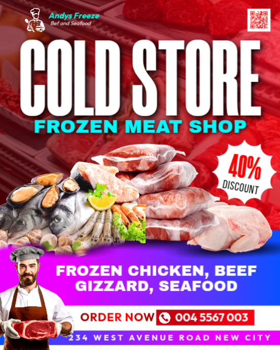 Frozen Meat Shop Promotion Template | PosterMyWall
