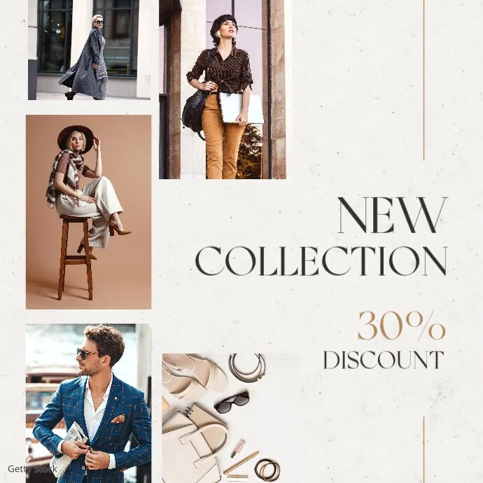 Collage Black White Kaki New Collection Discount & Sales Advertising | Social Media  Instagram Post template