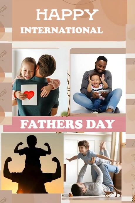Collage Brown Happy International Fathers Day Pinterest Graphic template