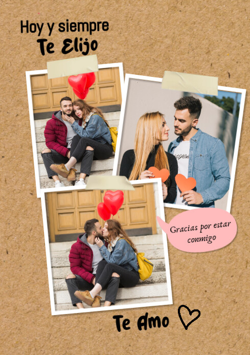 Collage de fotos para enamorados para regalar en san valentin A4 template