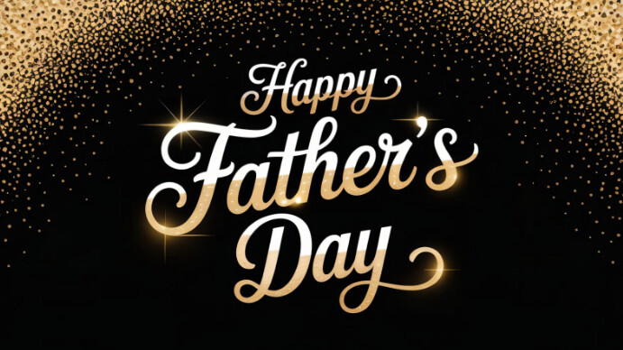 Collage Elegant Happy Father's Day Gold And White Text Design With Black Background  Digital Display Ekran reklamowy (16:9) template