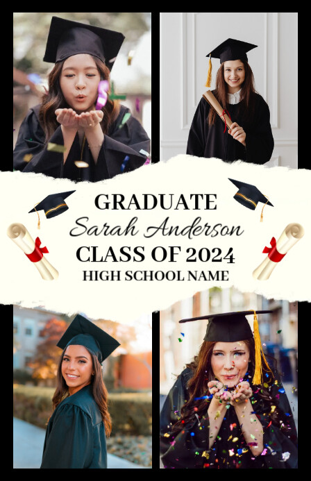 Collage Graduation Announcement Half Page Wide Template | PosterMyWall