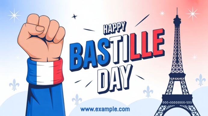 Collage Happy Bastille Day – Celebrate French National Day With The Eiffel Tower And Freedom Fist | Digitale Vertoning (16:9) template