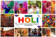 Collage Happy Holi Label ป้าย template