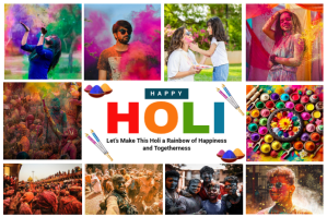 Collage Happy Holi Label Etichetta template