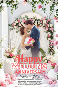 Collage Happy Wedding Anniversary  Poster template
