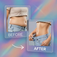 Collage Holographic "before & After" Fitness Transformation Template Instagram Post