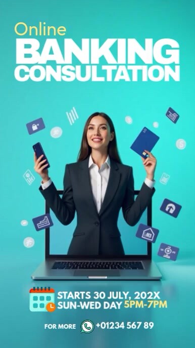 Collage Online Banking Consultation Ad Instagram Reel Template collage-online-banking-consultation-ad-instagram-reel-template