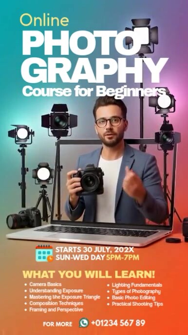 Collage Online Photography Course Ad  Instagram Story template