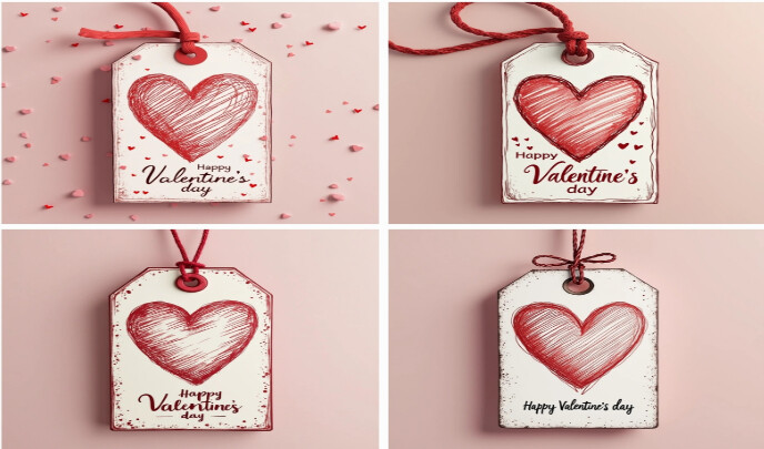 Collage Printable Gift Tag For Valentine's Day: Love And Valentine's Wishes Tag Etiqueta template