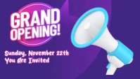 Collage Purple Minimalist Opening Announcement Facebook Ad Business Card นามบัตร template